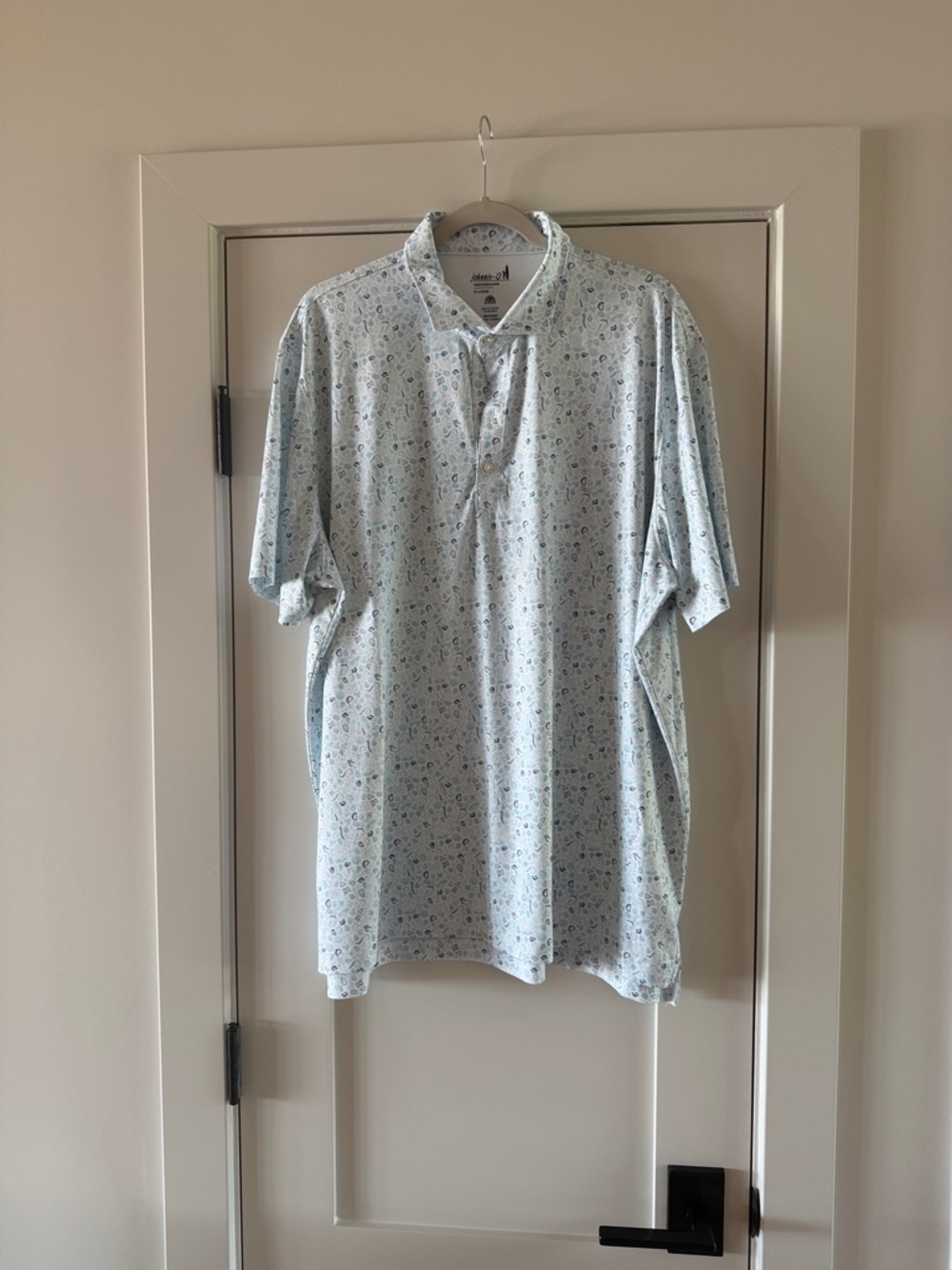 johnnie-O Pale Blue Microprint Polo Tacos Y Tequila size XL